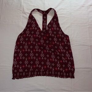 Lucky Brand Burgundy Patterned Tank Top